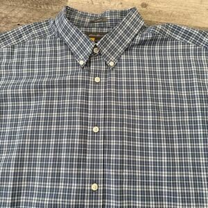 Eddie Bauer Active Shirt Mens 2XL Travex Relaxed Fit Long Sleeve Blue Plaid